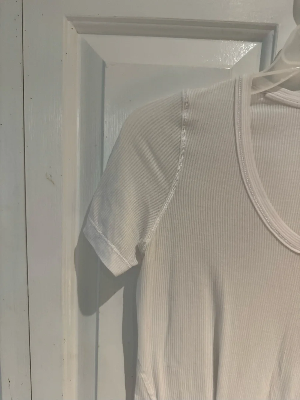 lululemon athletica White Ribbed V-Neck Short Sleeve Tee
